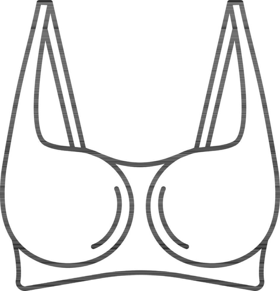 Black Outline Sports Bra Icon in Flat Style. vector