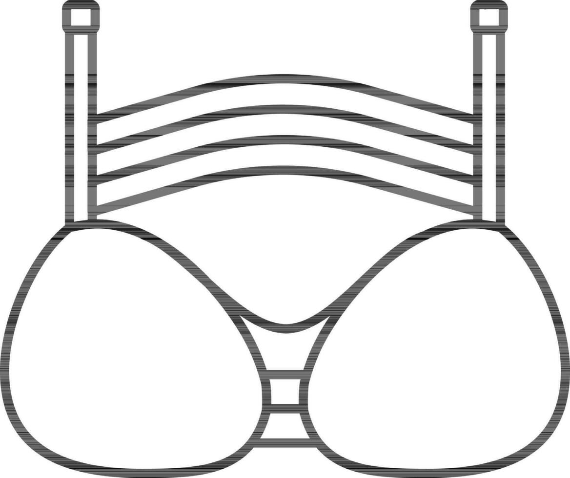 Black Line Art Illustration of Stylish Bra Icon. vector