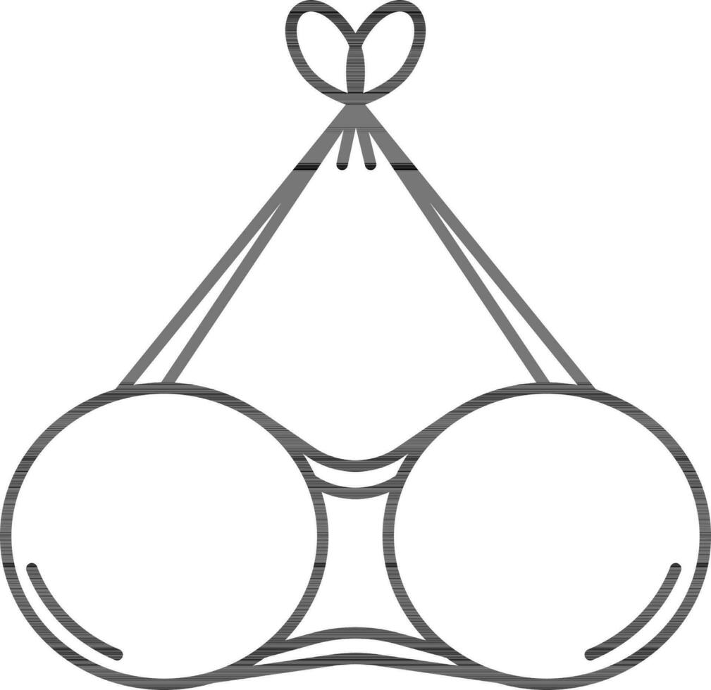 Halter Neck Bra Icon in Black Outline. vector