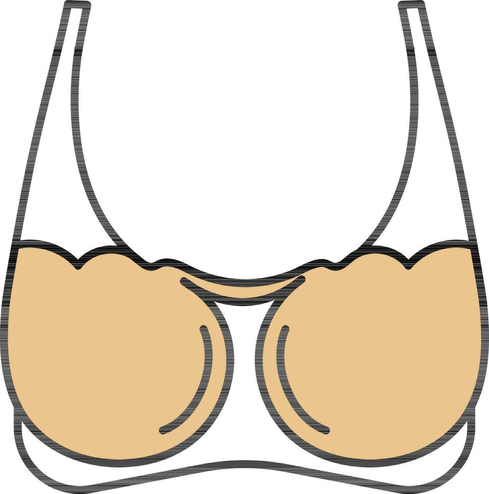 Yellow and White Sports Bra Icon in Flat Style. vector