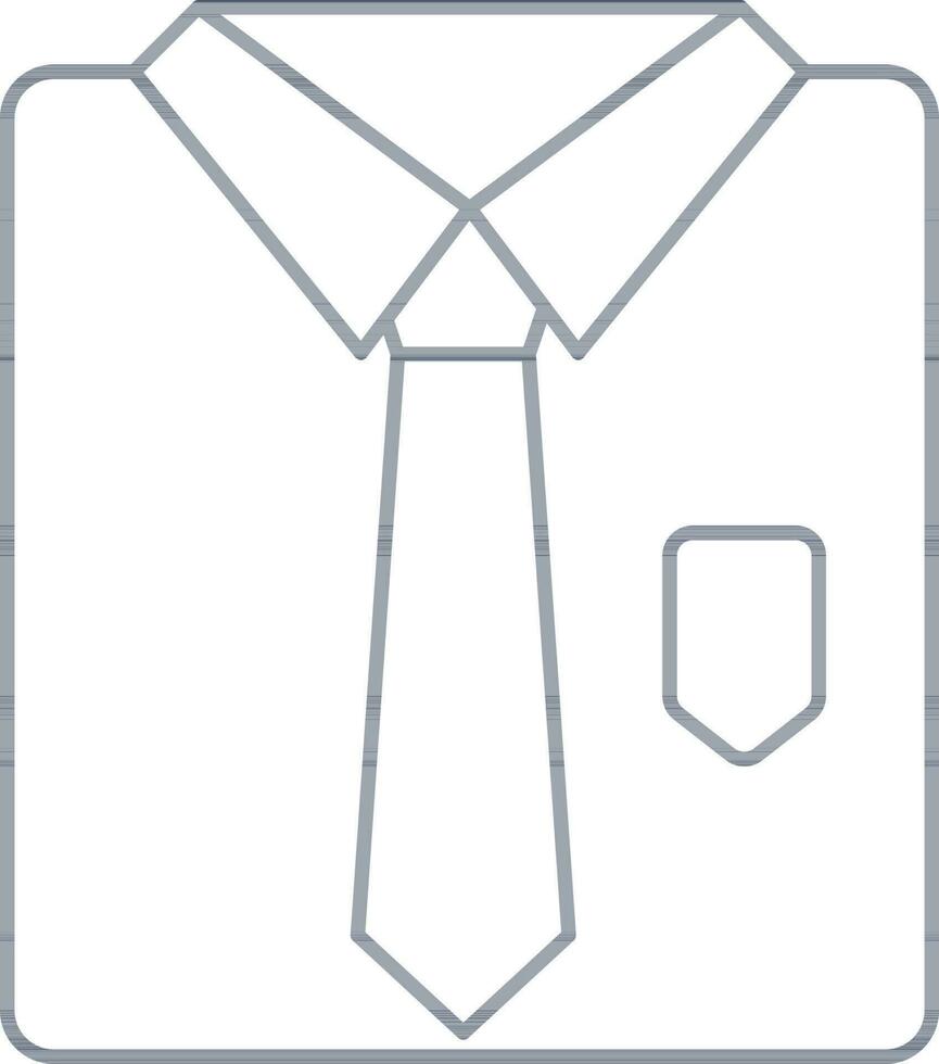 Shirt And Tie Icon Or Symbol In Stroke Style. vector