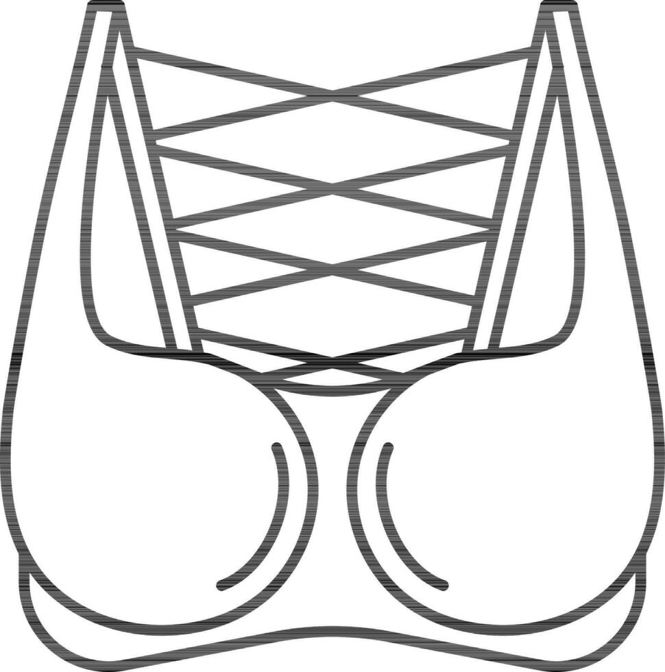 Strappy Bra Icon in Thin Line Art. vector