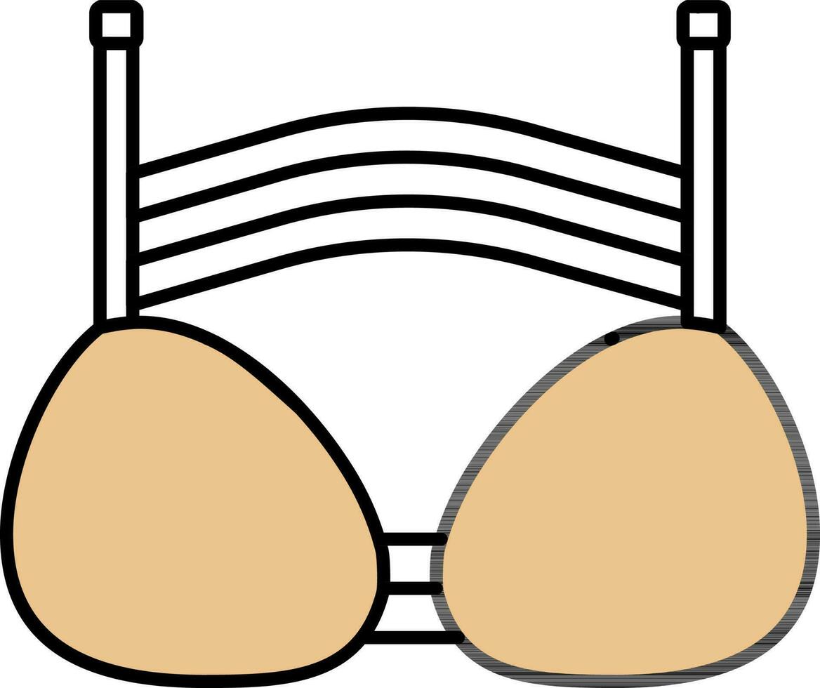 Modern Stylish Bra Icon in Yellow and Black Color. vector