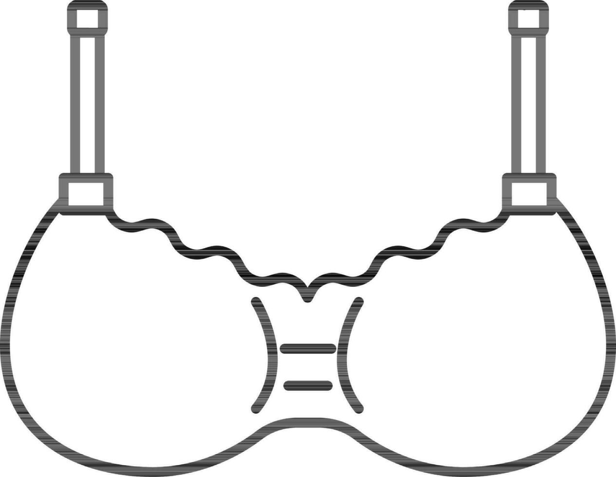 Black Line Art Illustration of Stylish Bra Icon. vector