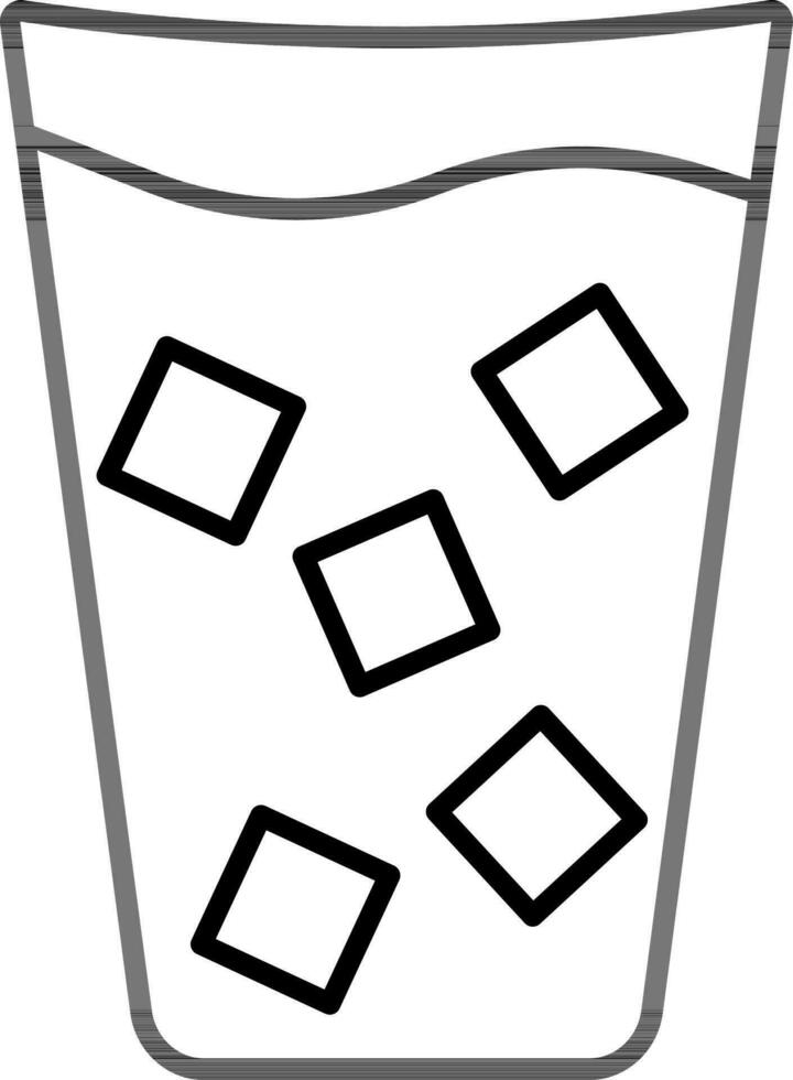 Cold Drink Glass Icon In Black Line Art. vector