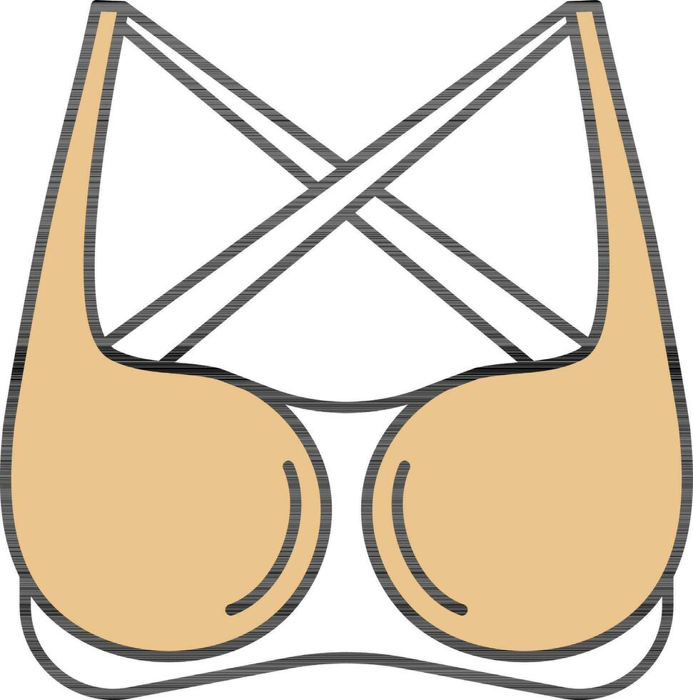 Strappy Bra Icon in Yellow and White Color. vector