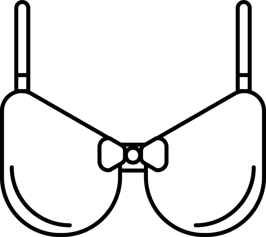 Bow with Bra Icon in Black Outline. vector