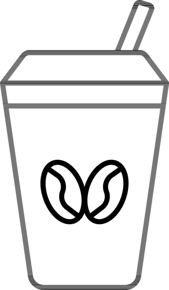 Disposable Cup Icon In Thin Line Art. vector