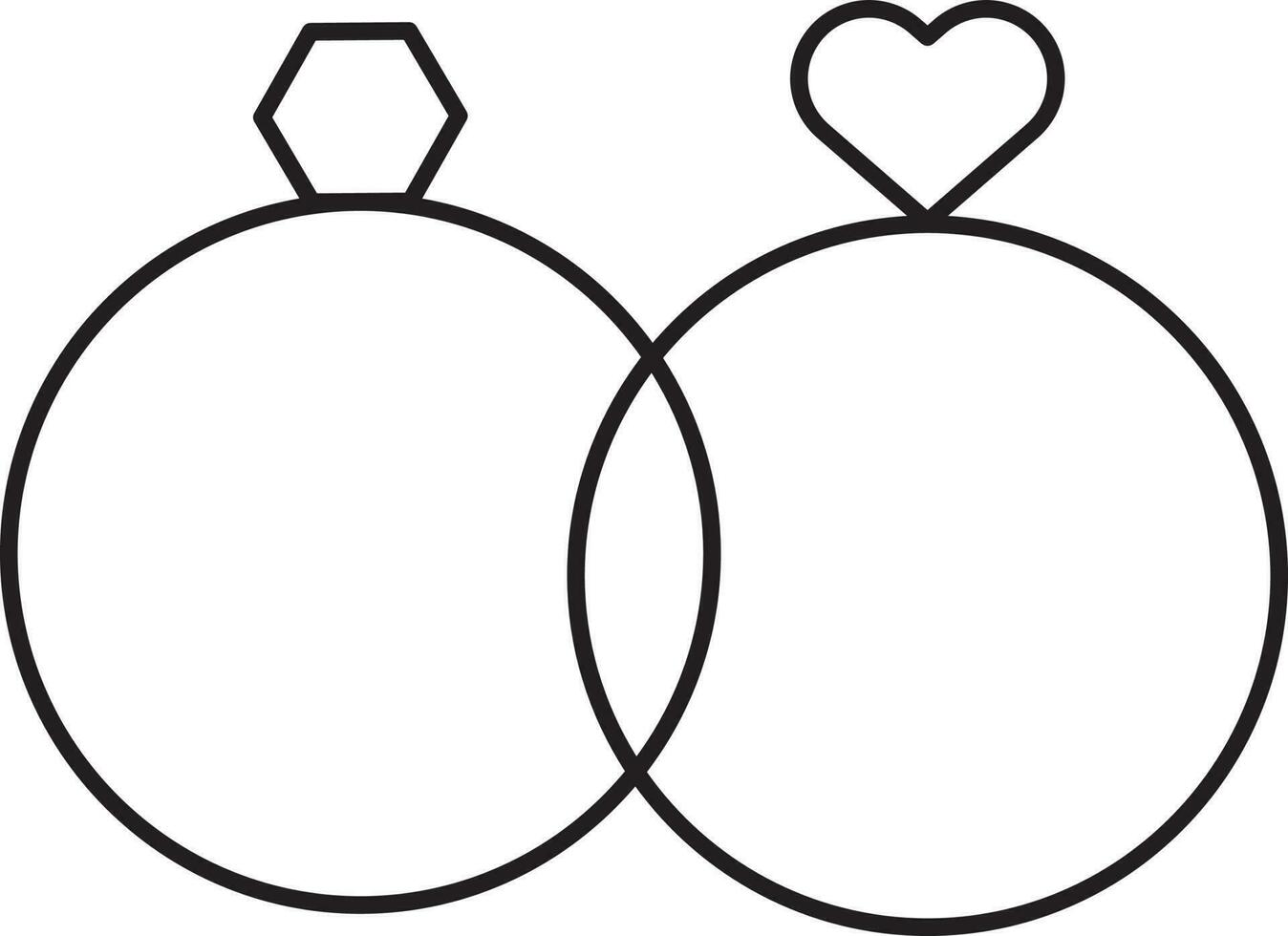 Couple Rings Icon In Black Line Art. vector