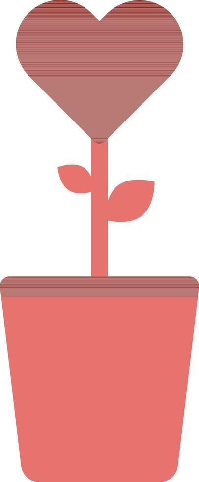 Isolated Heart Plant Pot Icon in Flat Style. vector