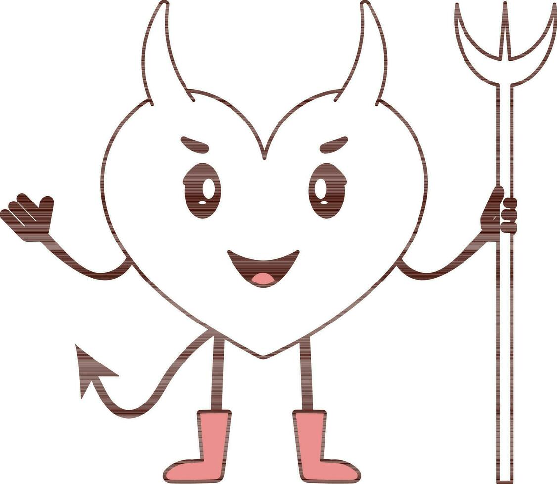 ilustración de corazón forma diablo personaje icono o símbolo. vector