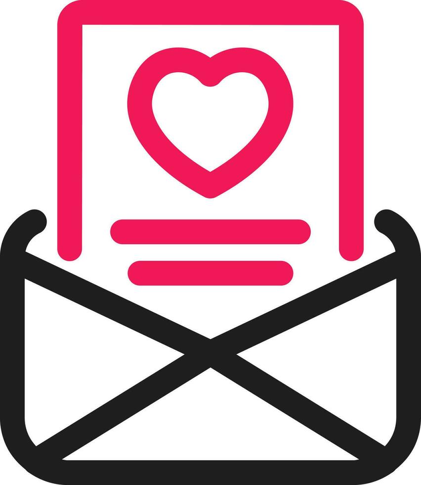 Favourite or Love Mail Line Icon in Pink and Black Color. vector