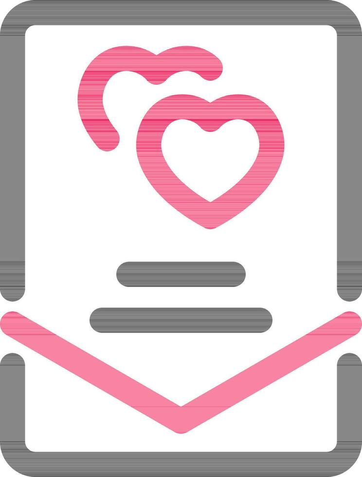 Outline Love Card Icon in Black and Pink Color. vector