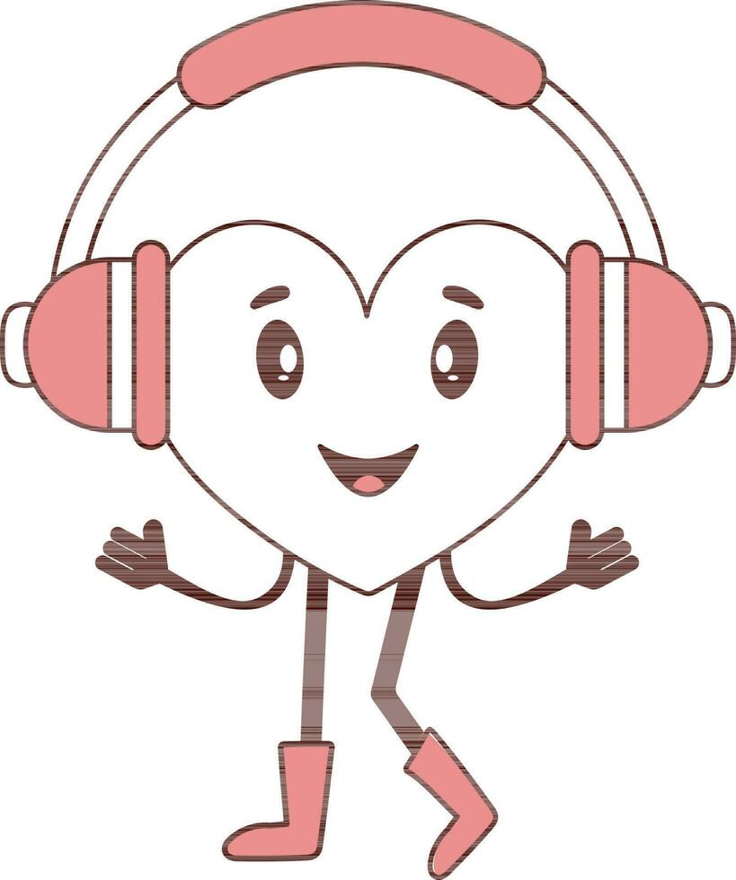 vector ilustración de dibujos animados corazón vestir auricular.