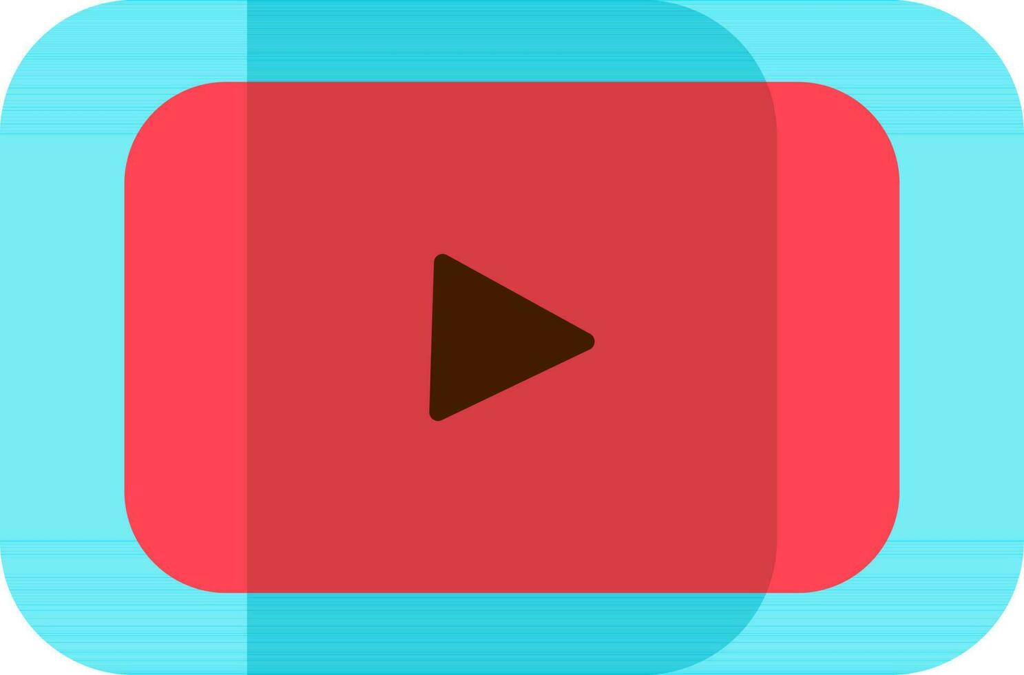 azul y rosado Youtube icono en plano estilo. vector