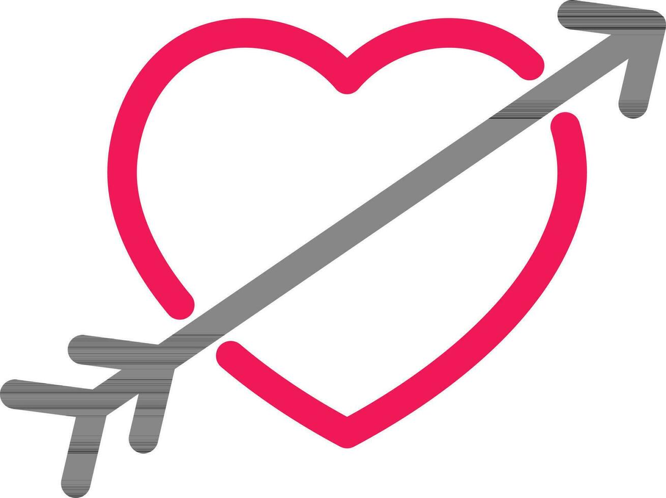 Target Heart with Arrow Line Icon in Pink and Black Color. vector