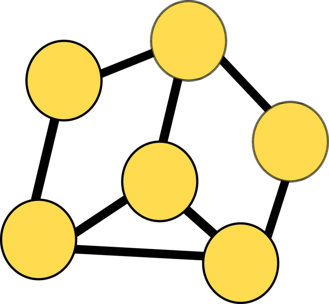 Yellow networking connection on white background. vector