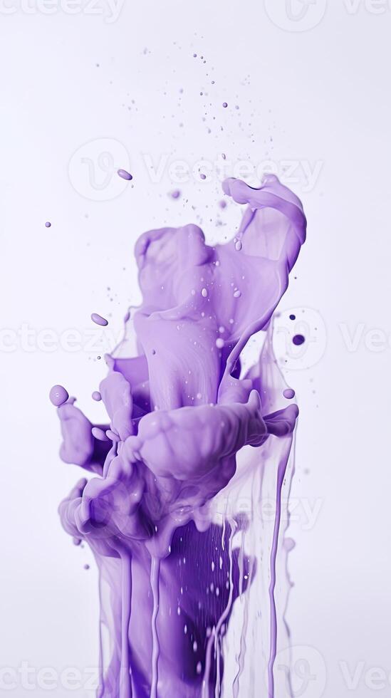 Purple Splash of Creamy and Thick Liquid on White Background. . photo