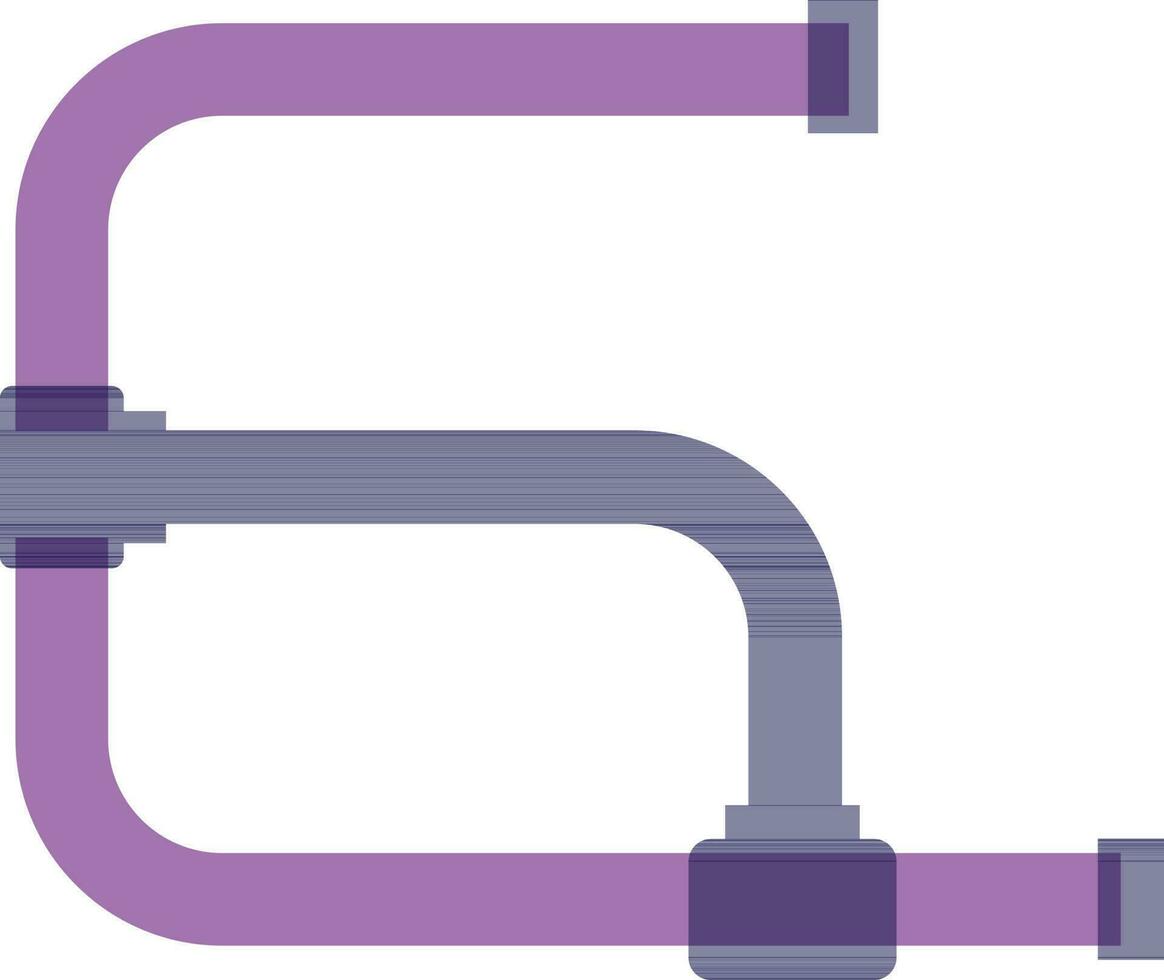 Supply pipes made by purple color. vector