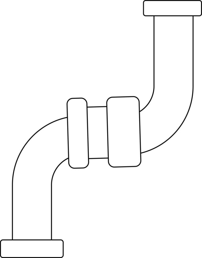 Flat style pipe in black line art illustration. vector