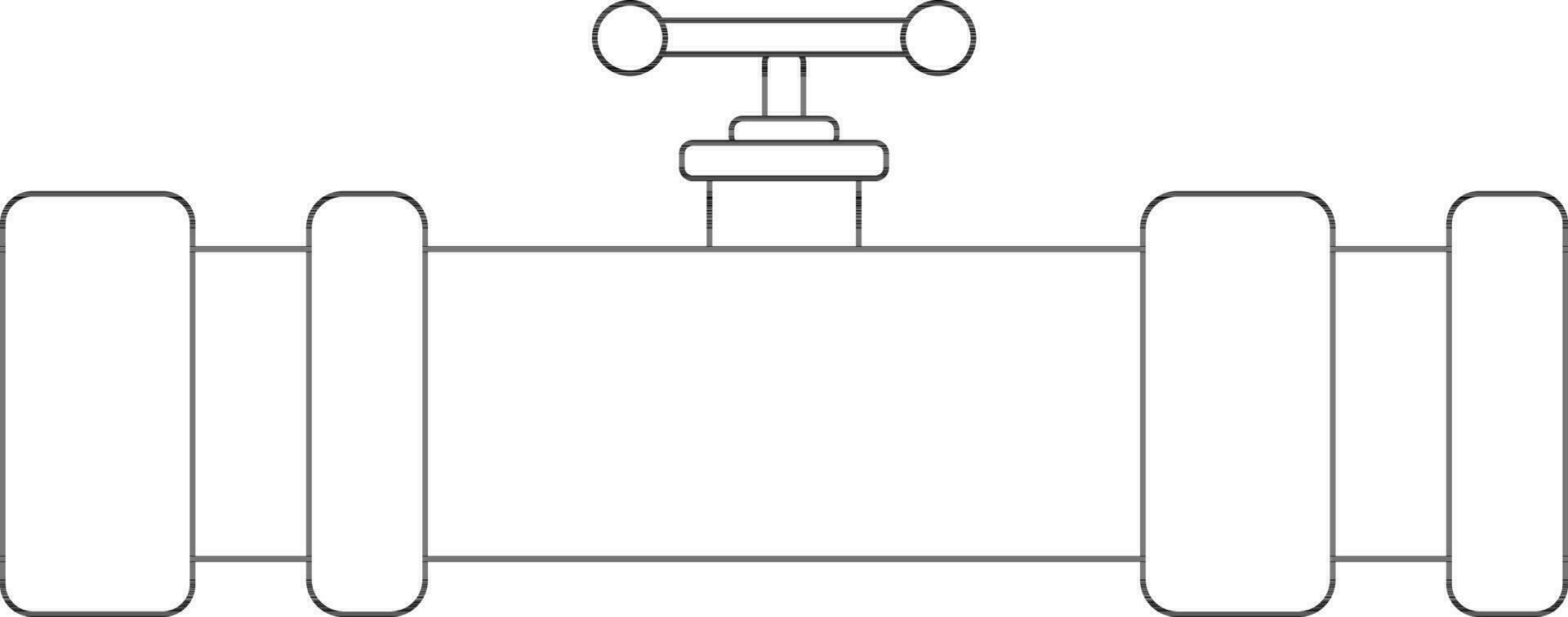 Illustration of a black line art valve pipe. vector