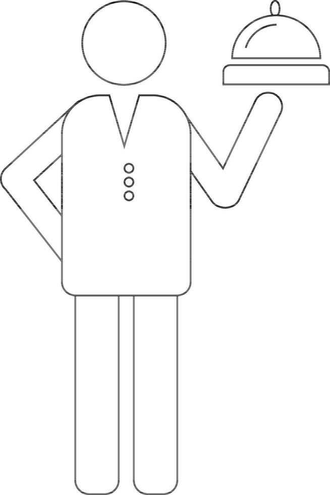 Character of black line art faceless human. vector