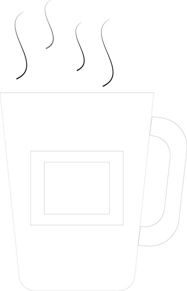 Flat style black line art hot cup on white background. vector