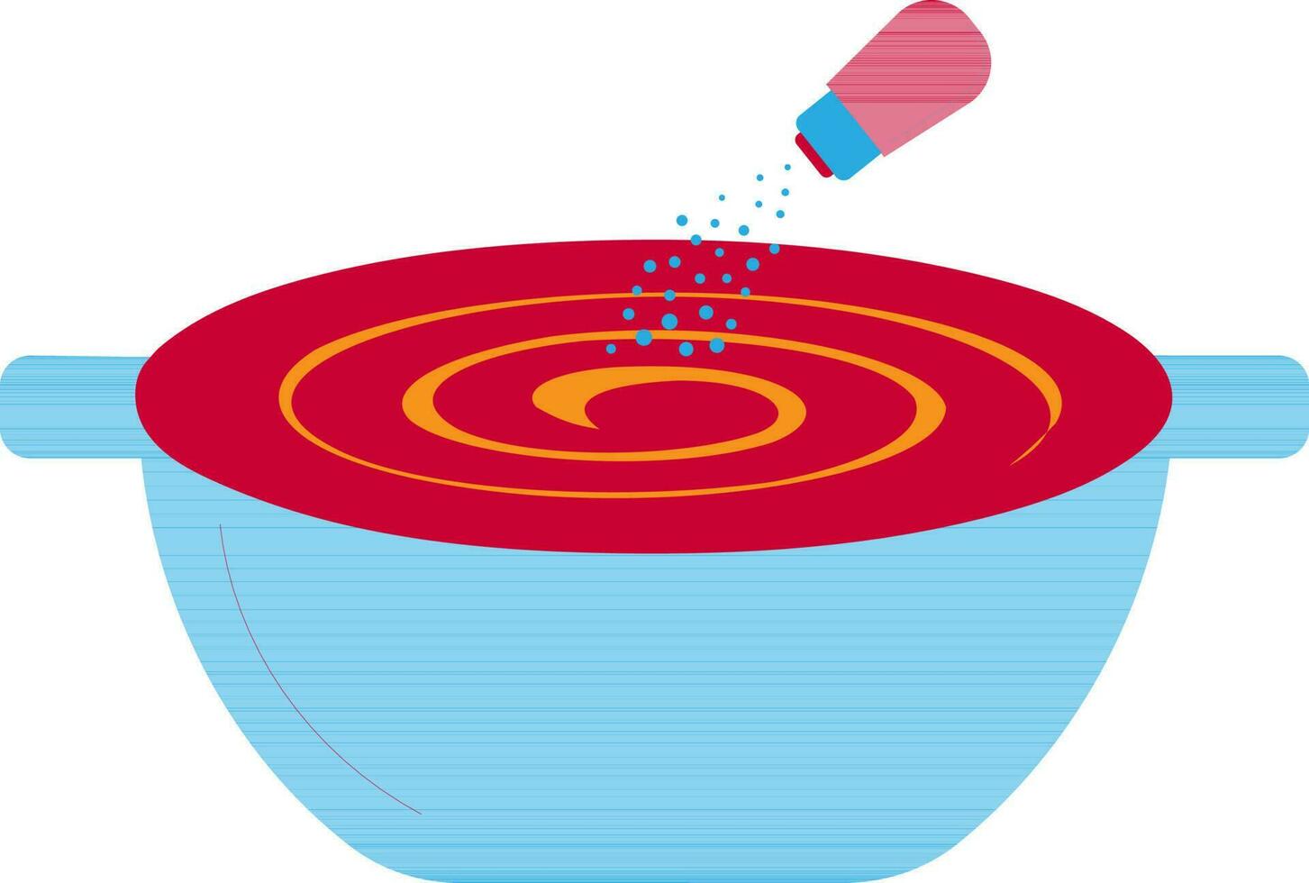 Blue bowl with sprinkle bottle in flat style. vector