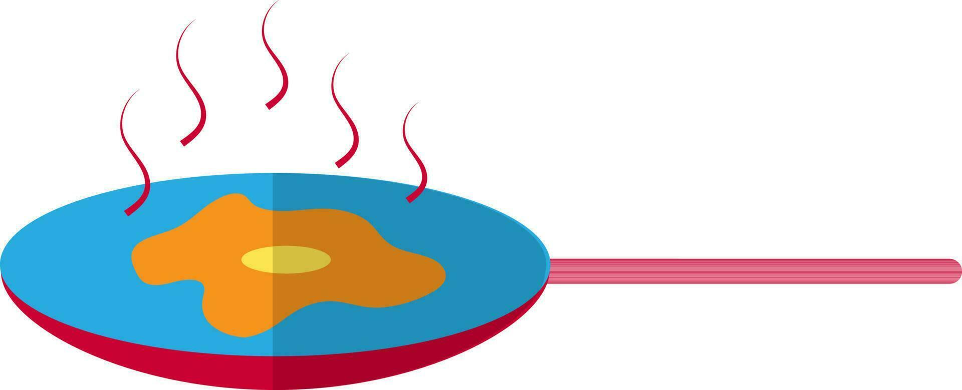Egg fry on pan in flat style illustration. vector