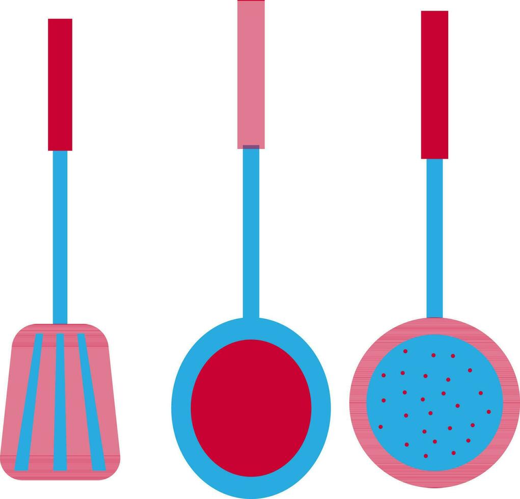 Cooking spoons in red and blue color. vector