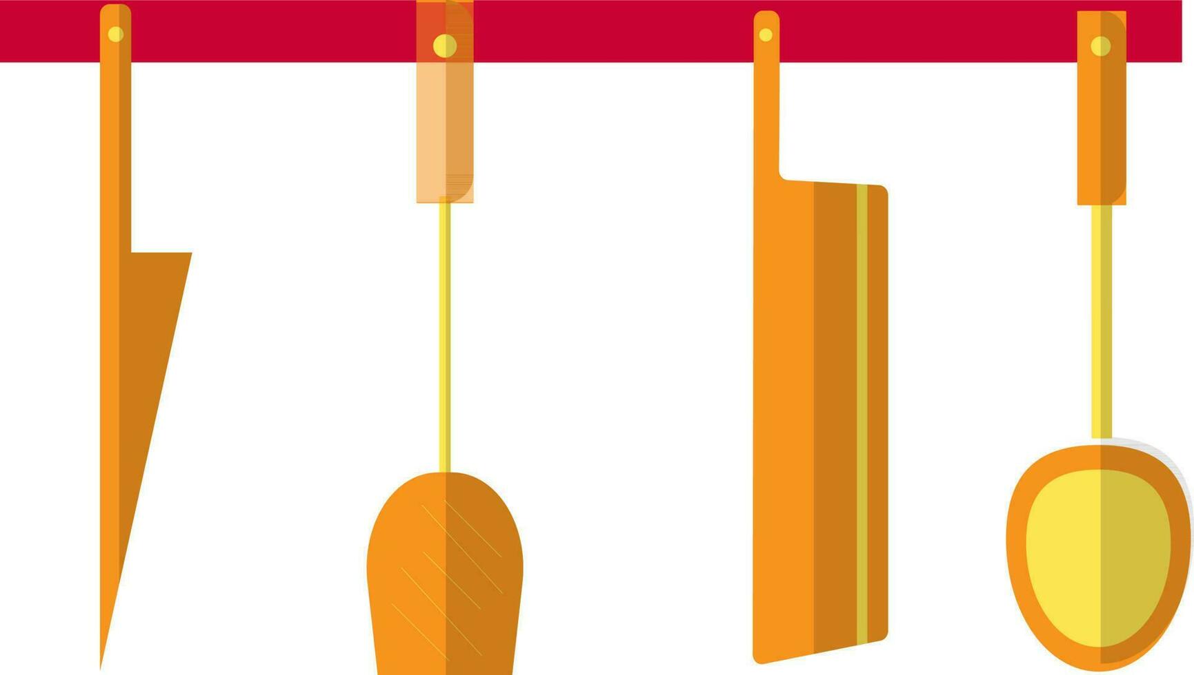 Hanging cooking spoon and knife. vector