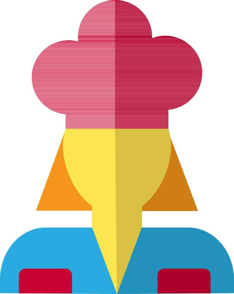 Character of chef wearing red hat. vector