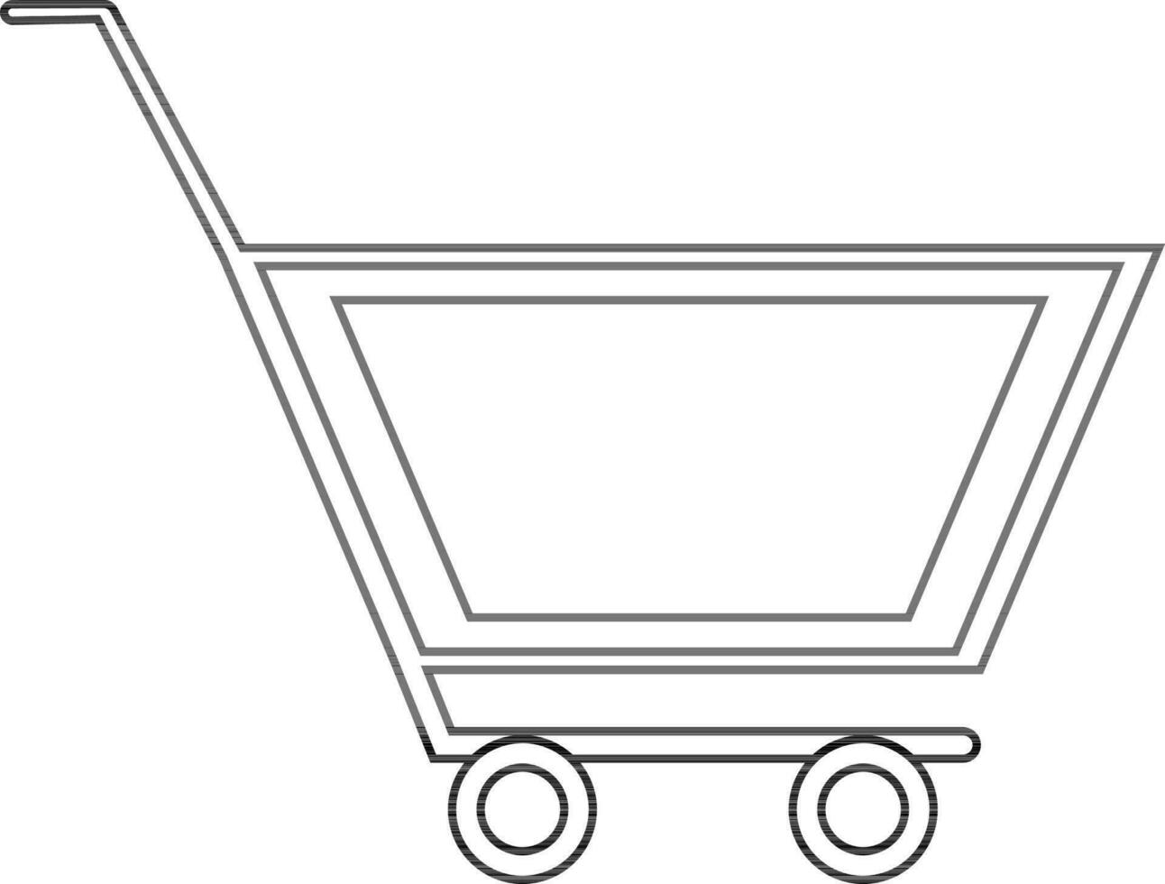 Shopping basket in black line art illustration. vector