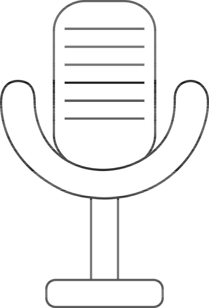Black line art illustration of a microphone. vector