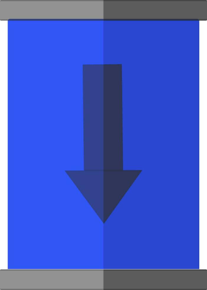 Blue and black downloading sign in flat style. vector