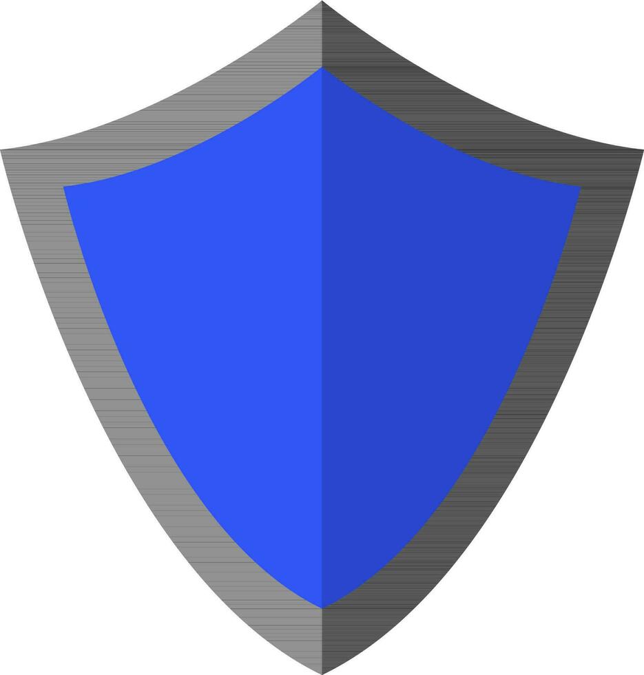 Black abd blue shield in flat style. vector