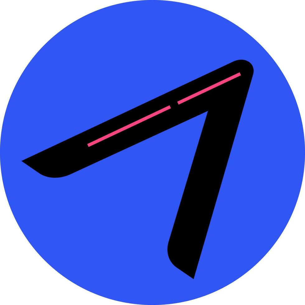 Black arrow on blue circle. vector