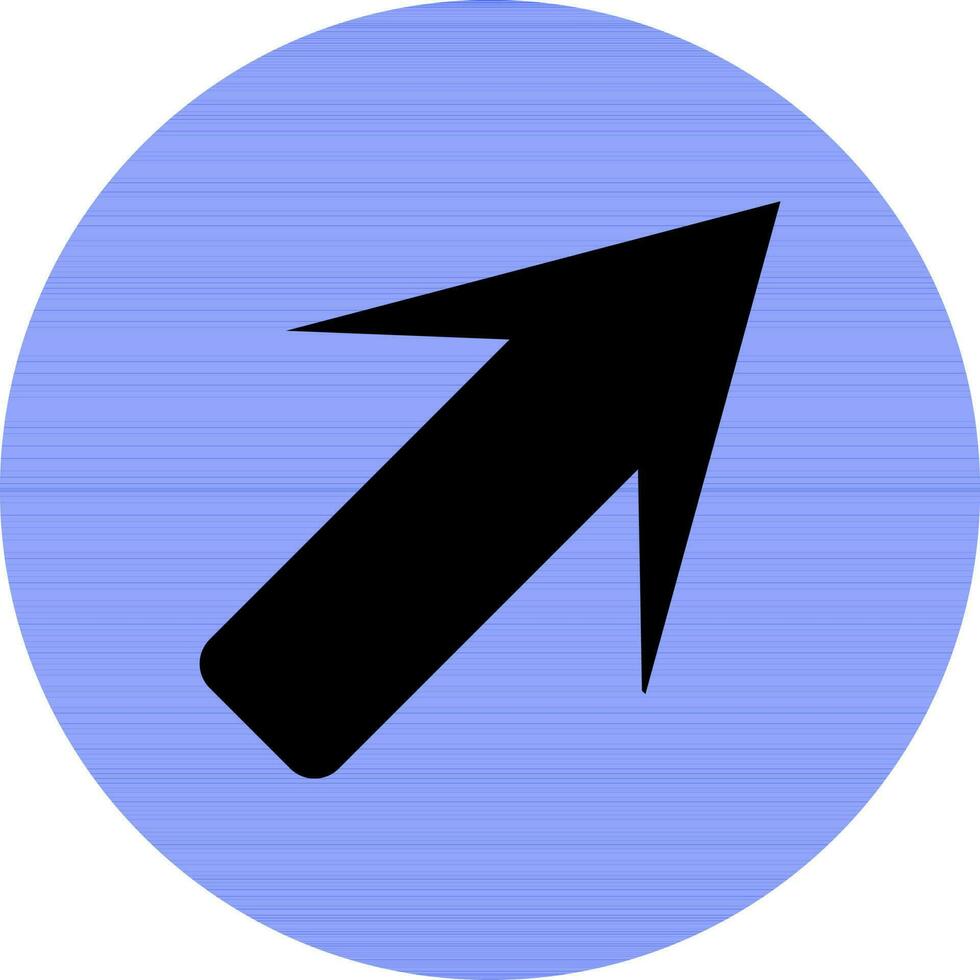 Black arrow on blue circle. vector