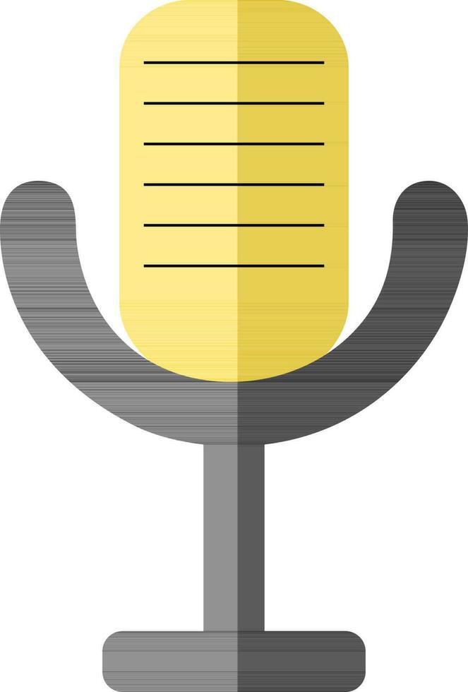 Black and yellow microphone in flat style. vector