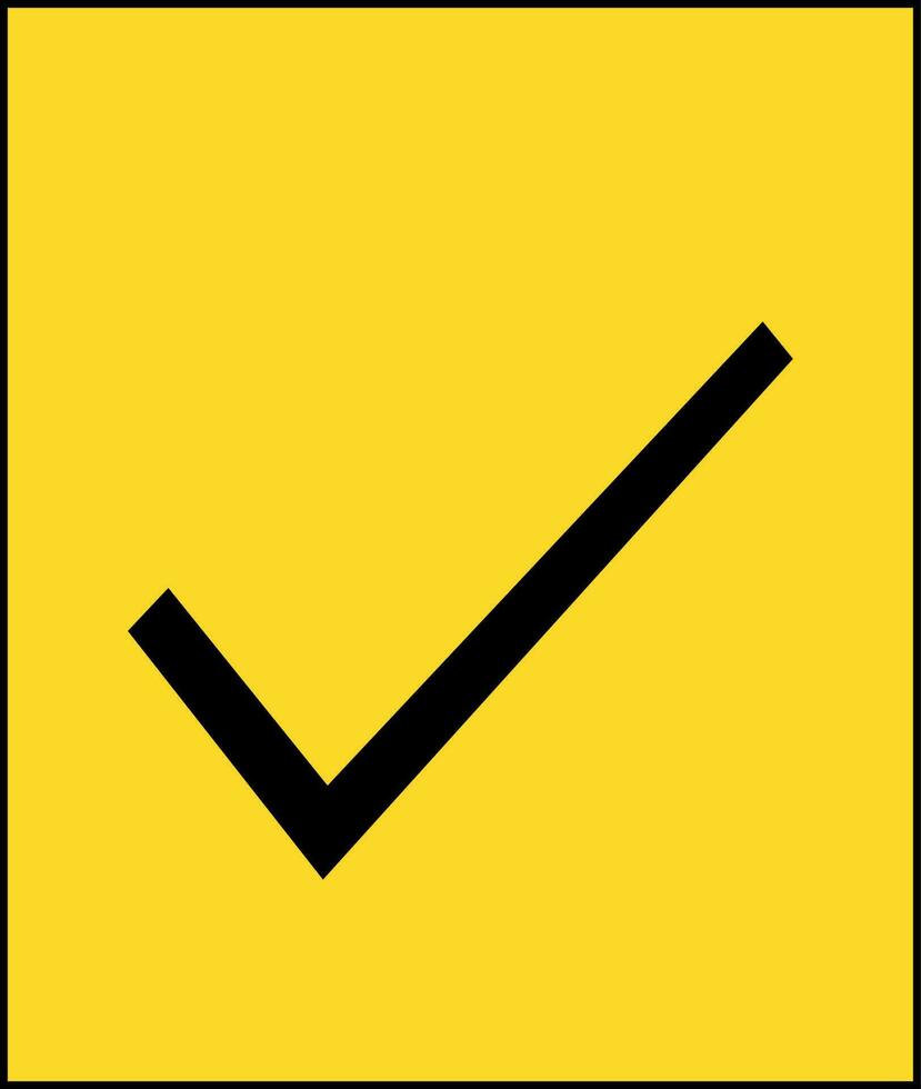 Black tick on yellow box. vector