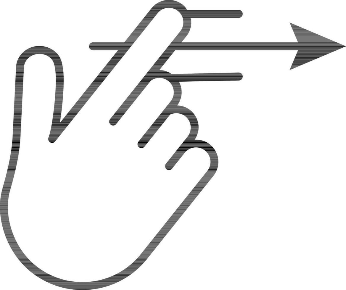 Right Hand Point Arrow Icon in Black Outline. vector