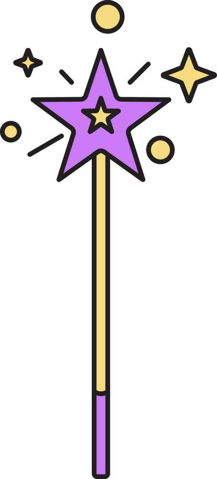 Magic Stick Icon In Purple And Yellow Color. vector