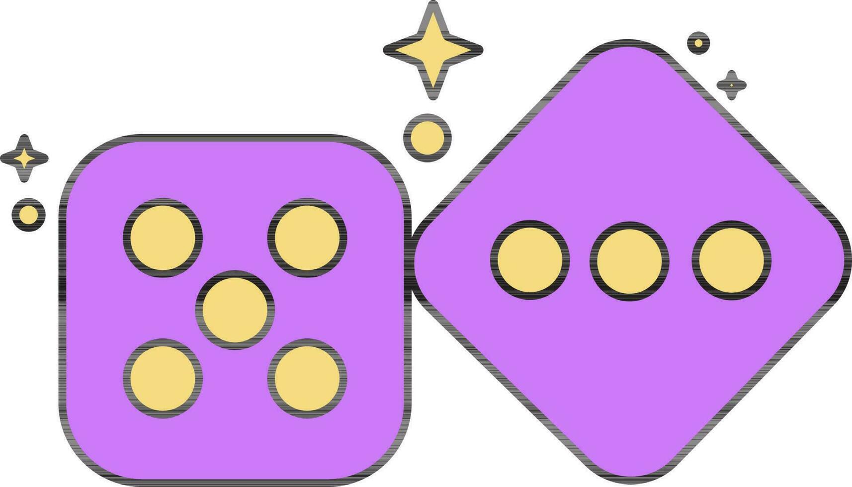 Dice Icon In Purple And Yellow Color. vector