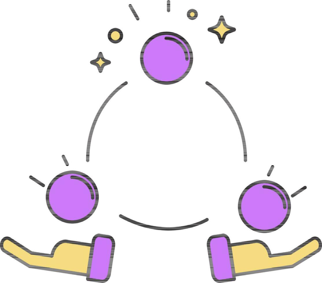 Juggling Balls Icon In Purple And Yellow Color. vector