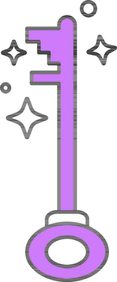 Magic Key Icon In Purple And White Color. vector