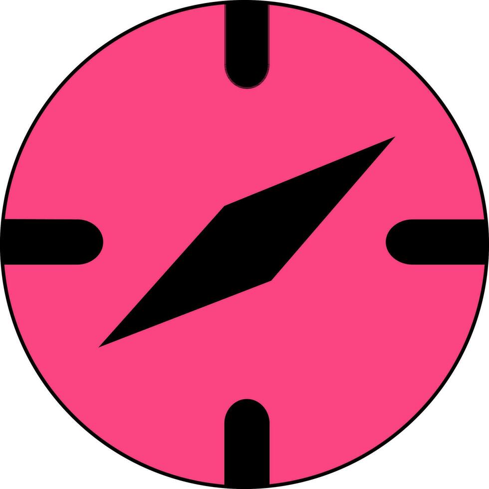 Flat style compass in black and pink color. vector