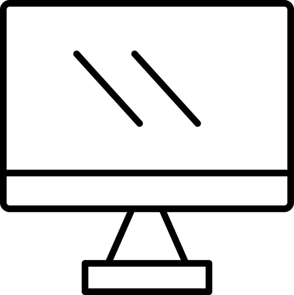 Isolated Desktop Icon in Black Line Art. vector