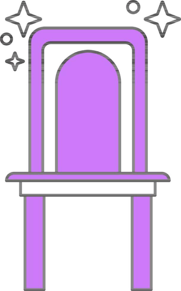silla icono en púrpura y blanco color. vector