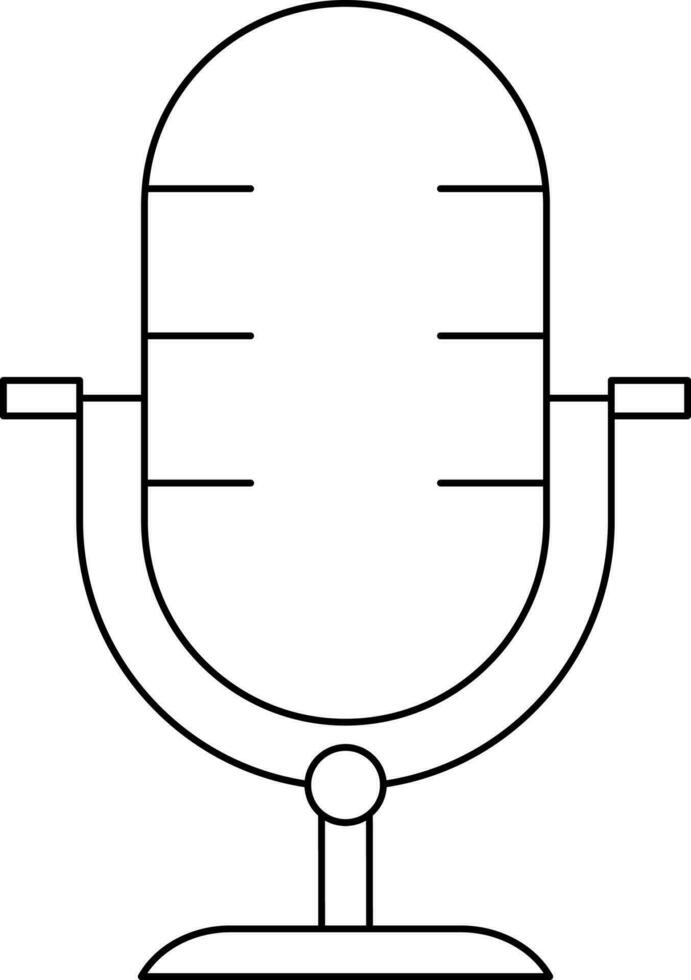 Microphone Icon In Black Line Art. vector