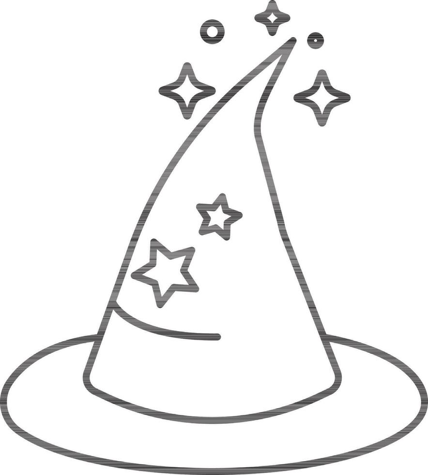 Wizard Hat Icon In Black Outline. vector